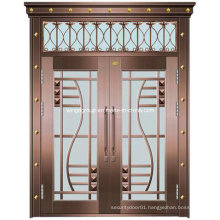 with Window Wrought Iron Entrance Security Glass Copper Door (W-GB-01)